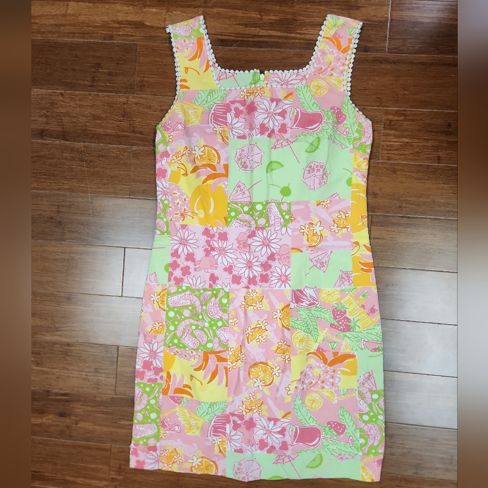 Vintage Lilly Pulitzer Juicy Patch Sun Dress Shrimp Cocktail Tropical Floral 6